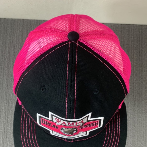 Tampa Break Through Trucker Hat Womens OSFM Black Pink Mesh Back Strapback - Picture 5 of 12